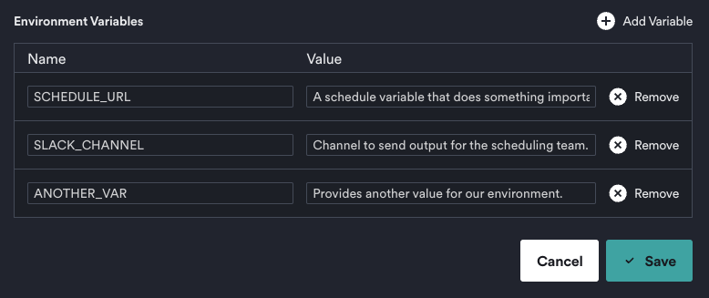 add environment variables to git catalog repo